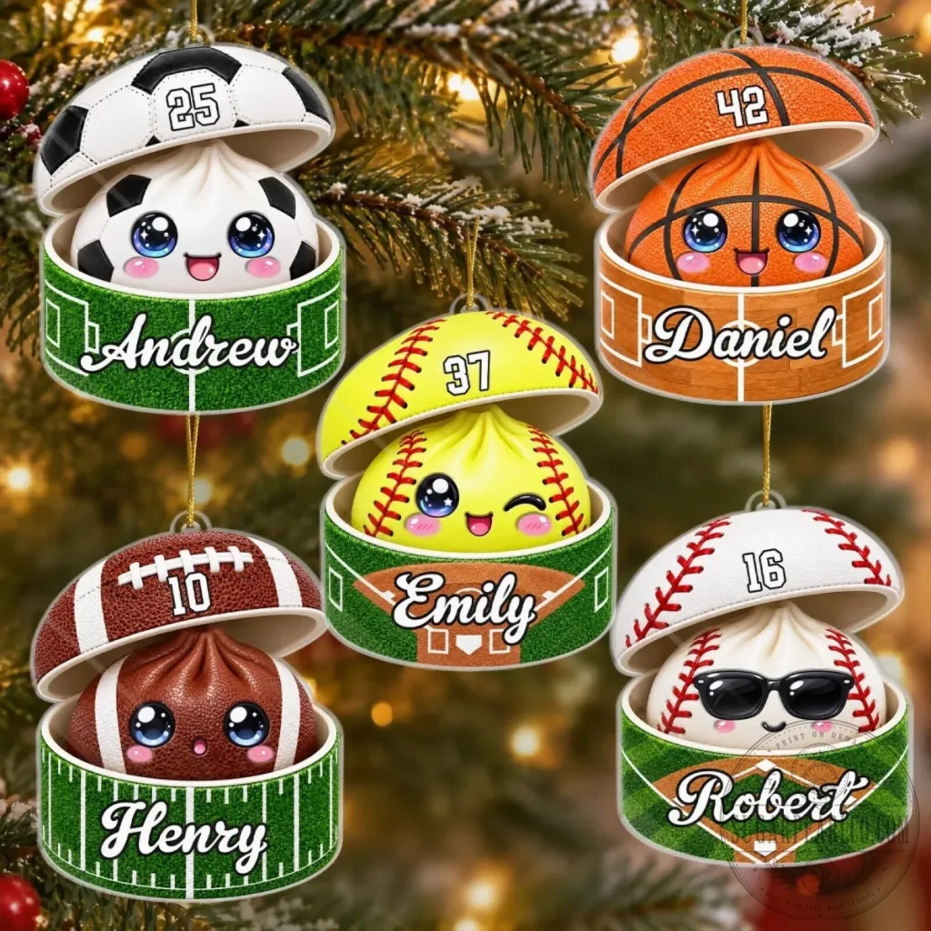 Personalized Sports Dumpling Christmas Tree Ornament Personalized Sports Dumpling Christmas Tree Ornament