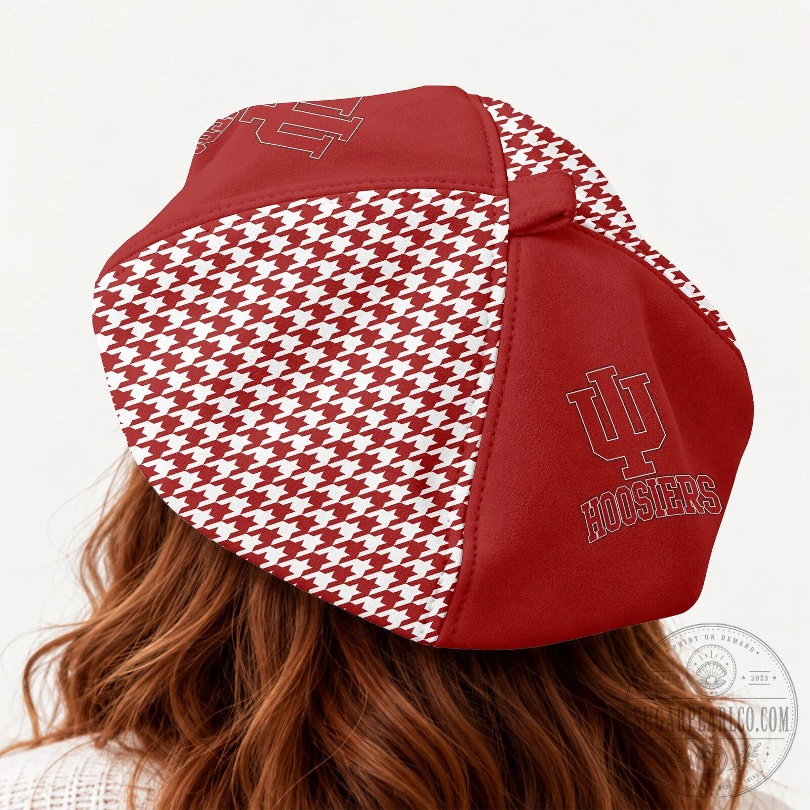 Indiana Hoosiers Personalized Houndstooth Pattern Beret Cap Hat 10 Indiana Hoosiers Personalized Houndstooth Pattern Beret Cap Hat
