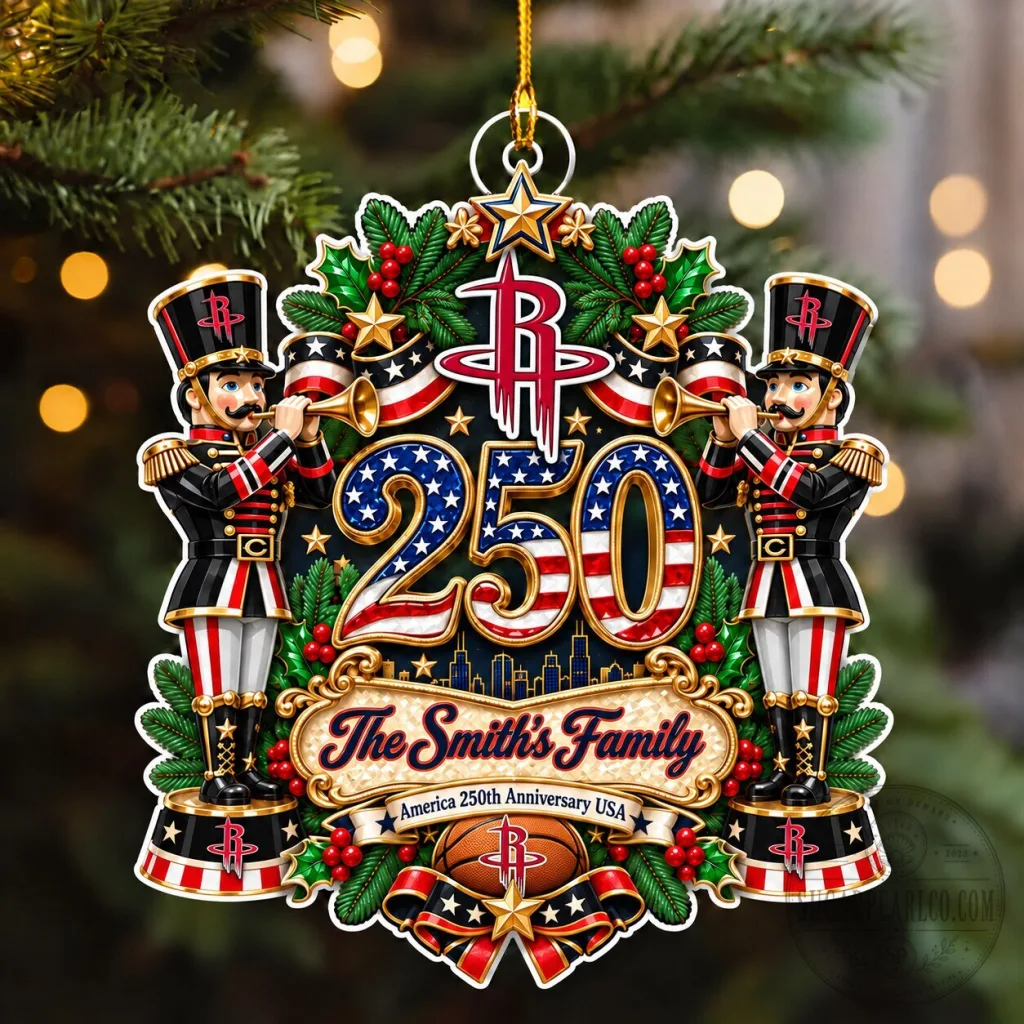 Houston Rockets NBA Christmas Ornament Custom Name America 250th Anniversary Houston Rockets NBA Christmas Ornament Custom Name America 250th Anniversary