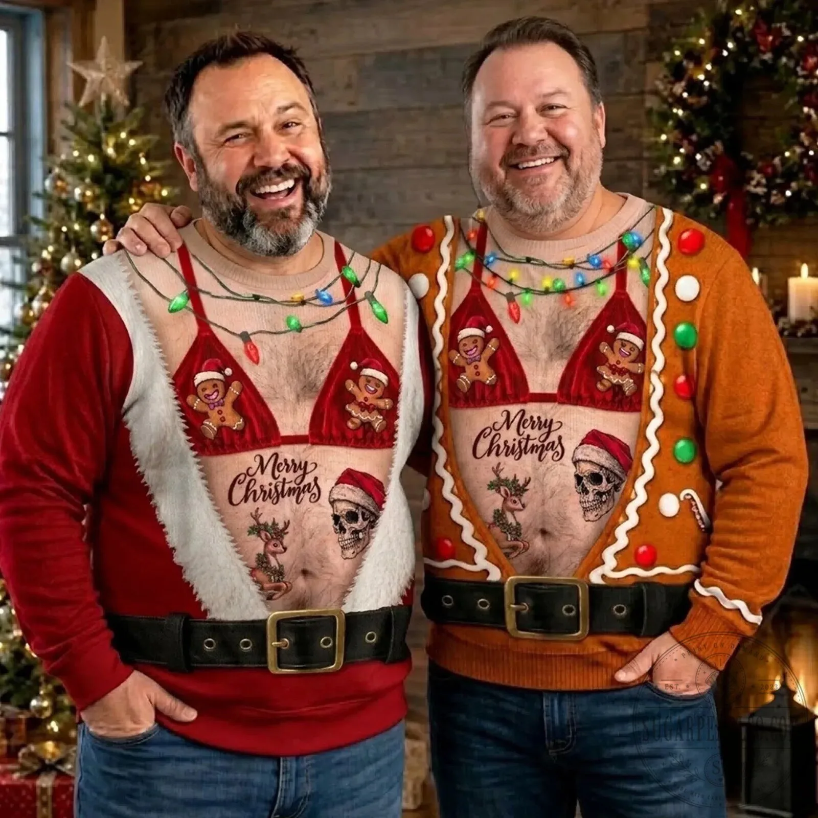 Funny Hairy Chest Christmas Bikini Gingerbread Man Ugly Christmas Sweatshirt 11 Funny Hairy Chest Christmas Bikini Gingerbread Man Ugly Christmas Sweatshirt