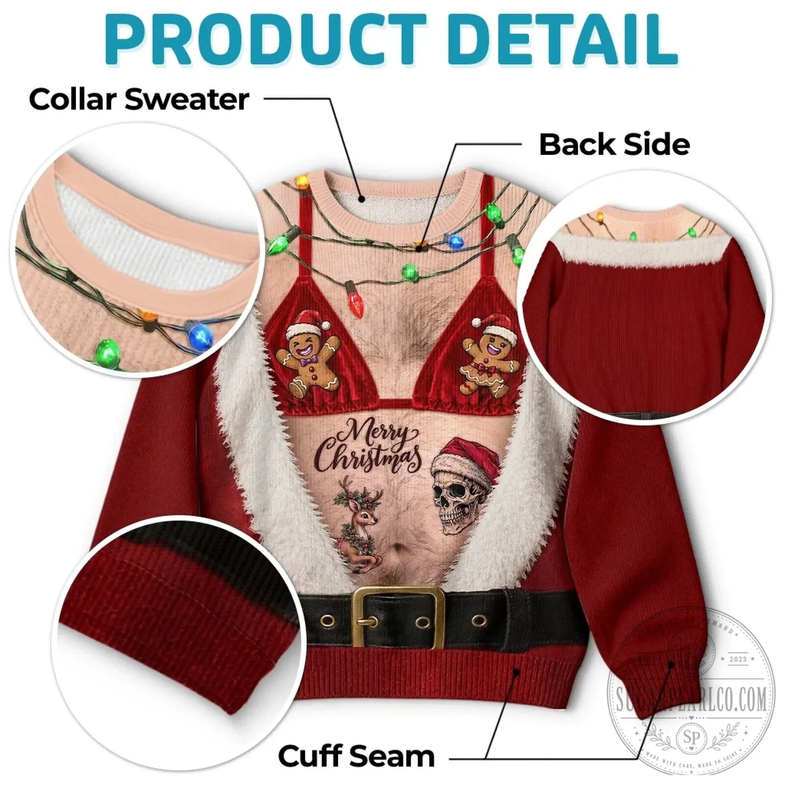 Funny Hairy Chest Christmas Bikini Gingerbread Man Ugly Christmas Sweatshirt 13 Funny Hairy Chest Christmas Bikini Gingerbread Man Ugly Christmas Sweatshirt