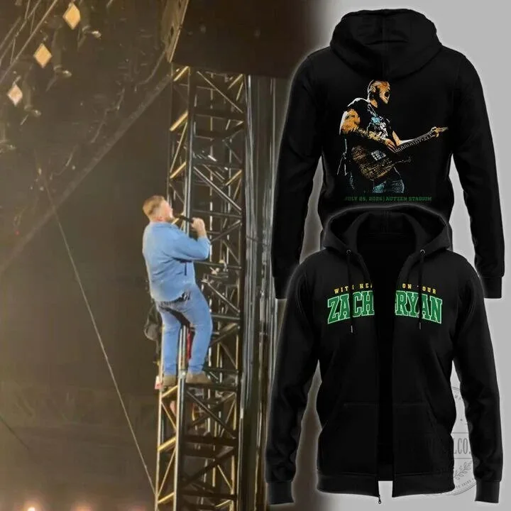Zach Bryan Concert Tour Black Zip Up Hoodie
