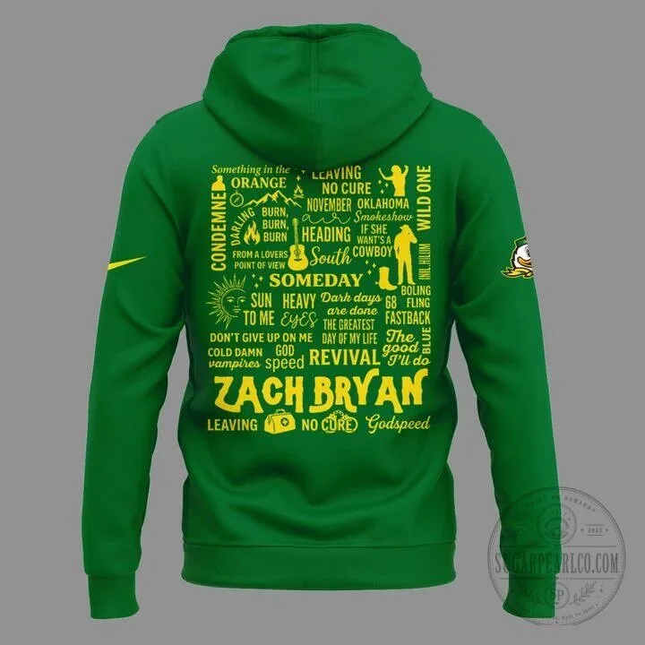 Zach Bryan With Heaven On Tour Oregon Football Green Hoodie 12 Zach Bryan With Heaven On Tour Oregon Football Green Hoodie