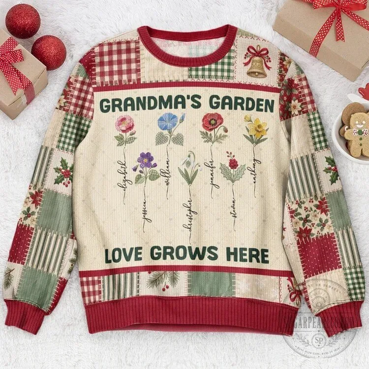 Grandma's Garden Love Grows Here Personalized Birth Flower Sweatshirt 9 Grandma