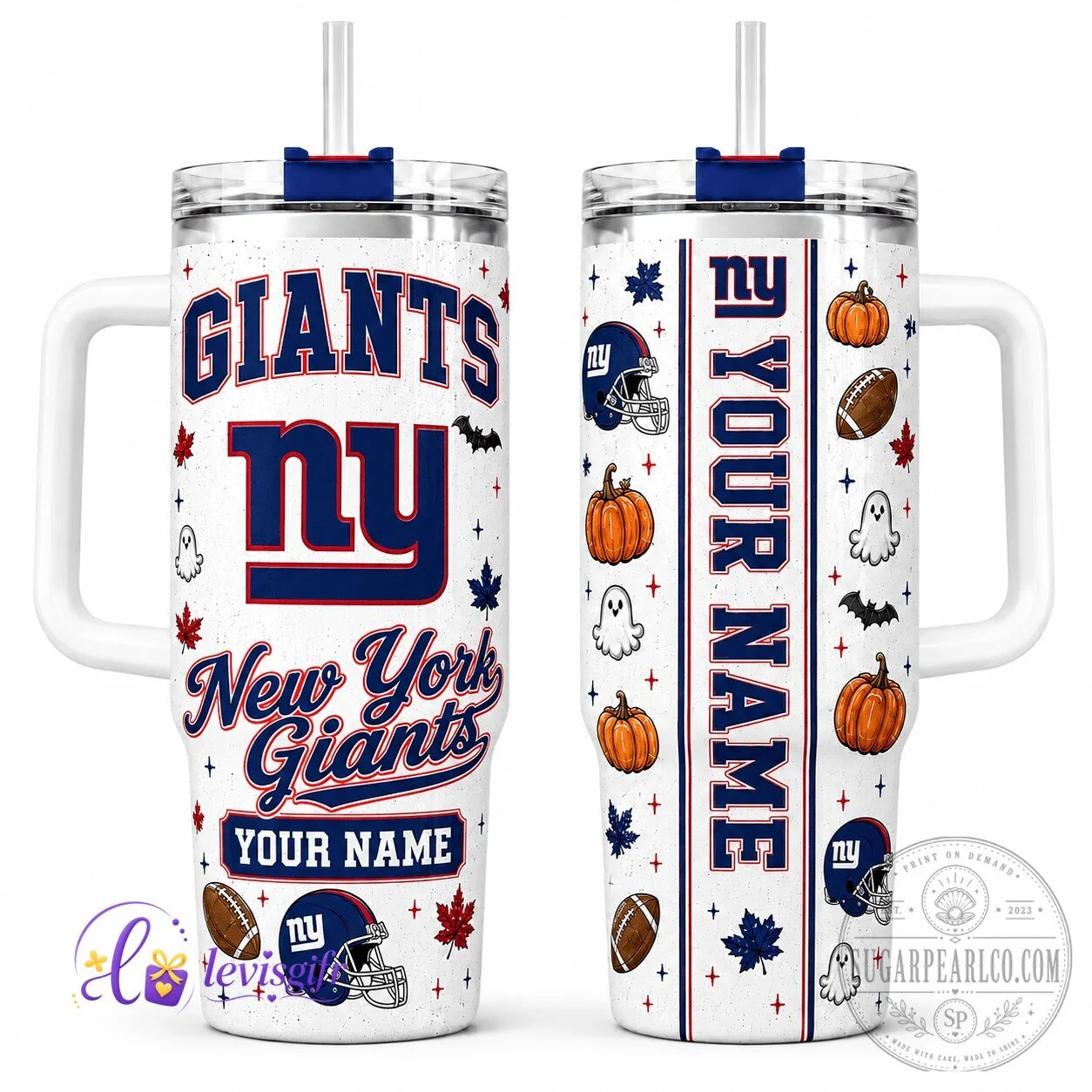 New York Giants Halloween Personalized Football Tumbler