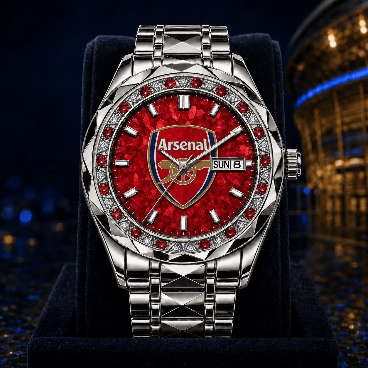 Arsenal Football Club Diamond Bezel Luxury Stainless Steel Watch