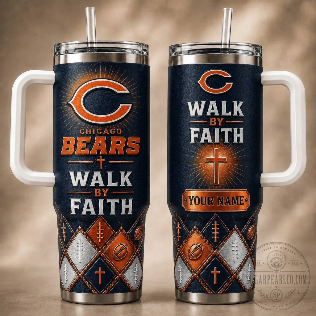Chicago Bears Football Walk By Faith Insulated Stainless Steel Tumbler Chicago Bears Football Walk By Faith Insulated Stainless Steel Tumbler