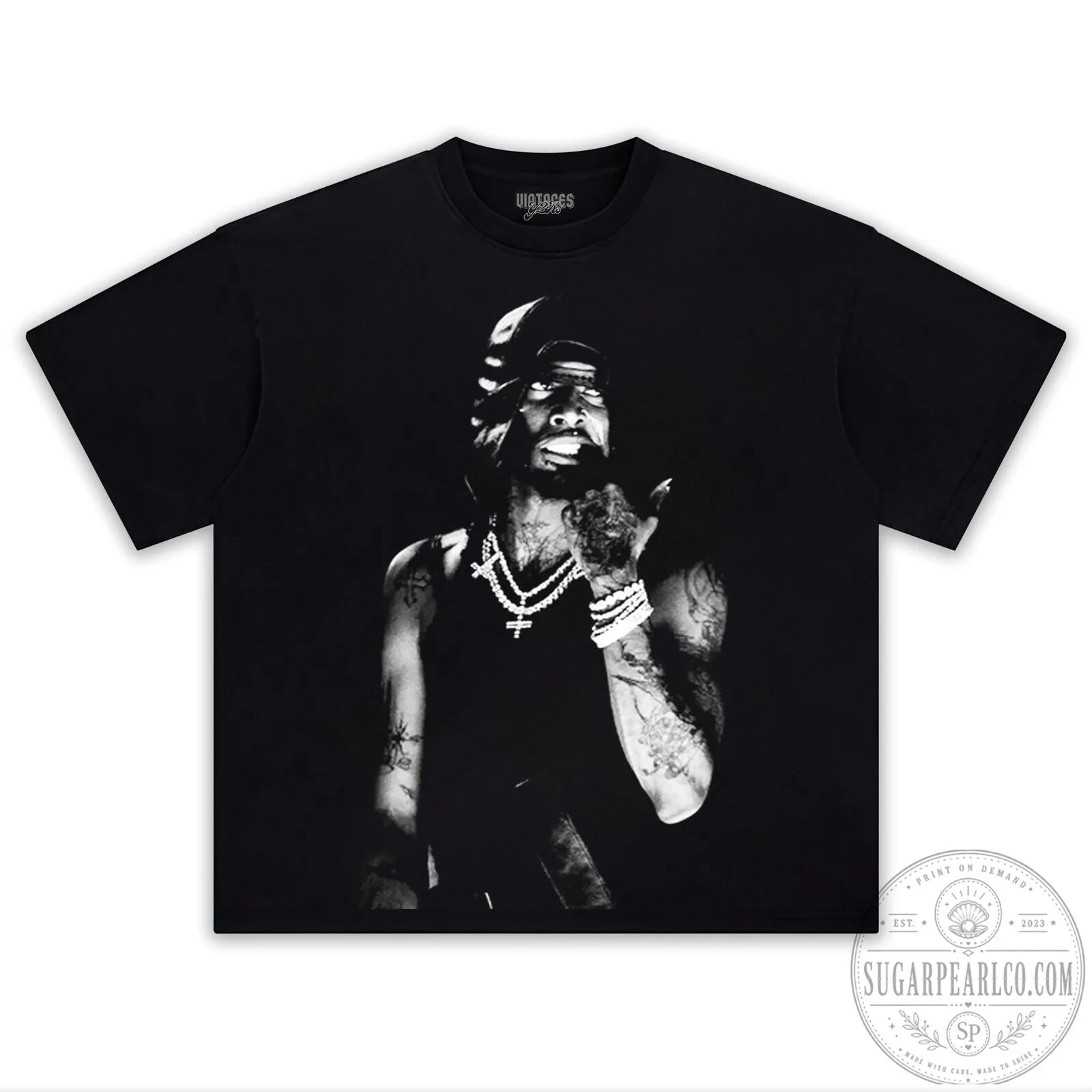 Graphic Print T-Shirt featuring a Black and White Portrait of Playboi Carti
