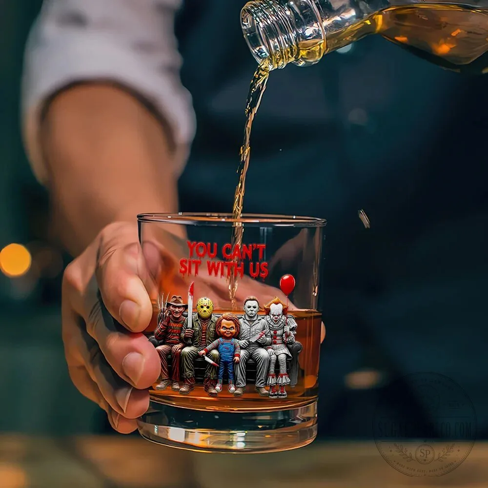 Halloween Horror Movie Villains You Can't Sit With Us Drinking Glass 11 Halloween Horror Movie Villains You Can