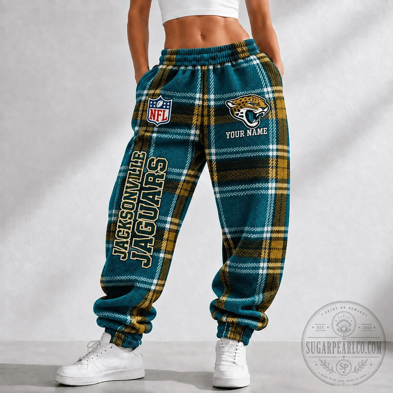 Jacksonville Jaguars NFL Plaid Custom Name Jogger Pants 3 Jacksonville Jaguars NFL Plaid Custom Name Jogger Pants