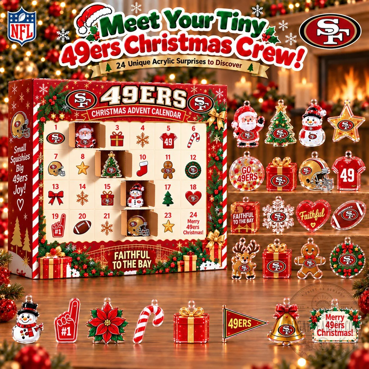 San Francisco 49ers NFL Christmas Advent Calendar Blind Box Gift Set