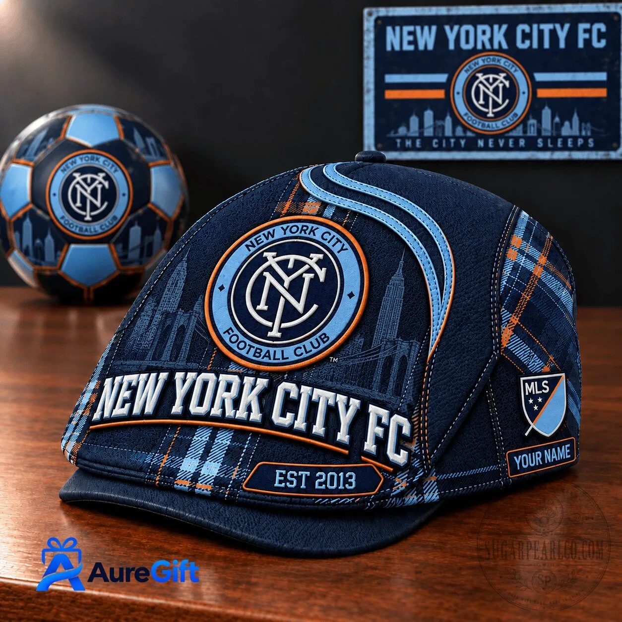New York City Football Club Personalized Flat Cap Hat for Major League Soccer Fans