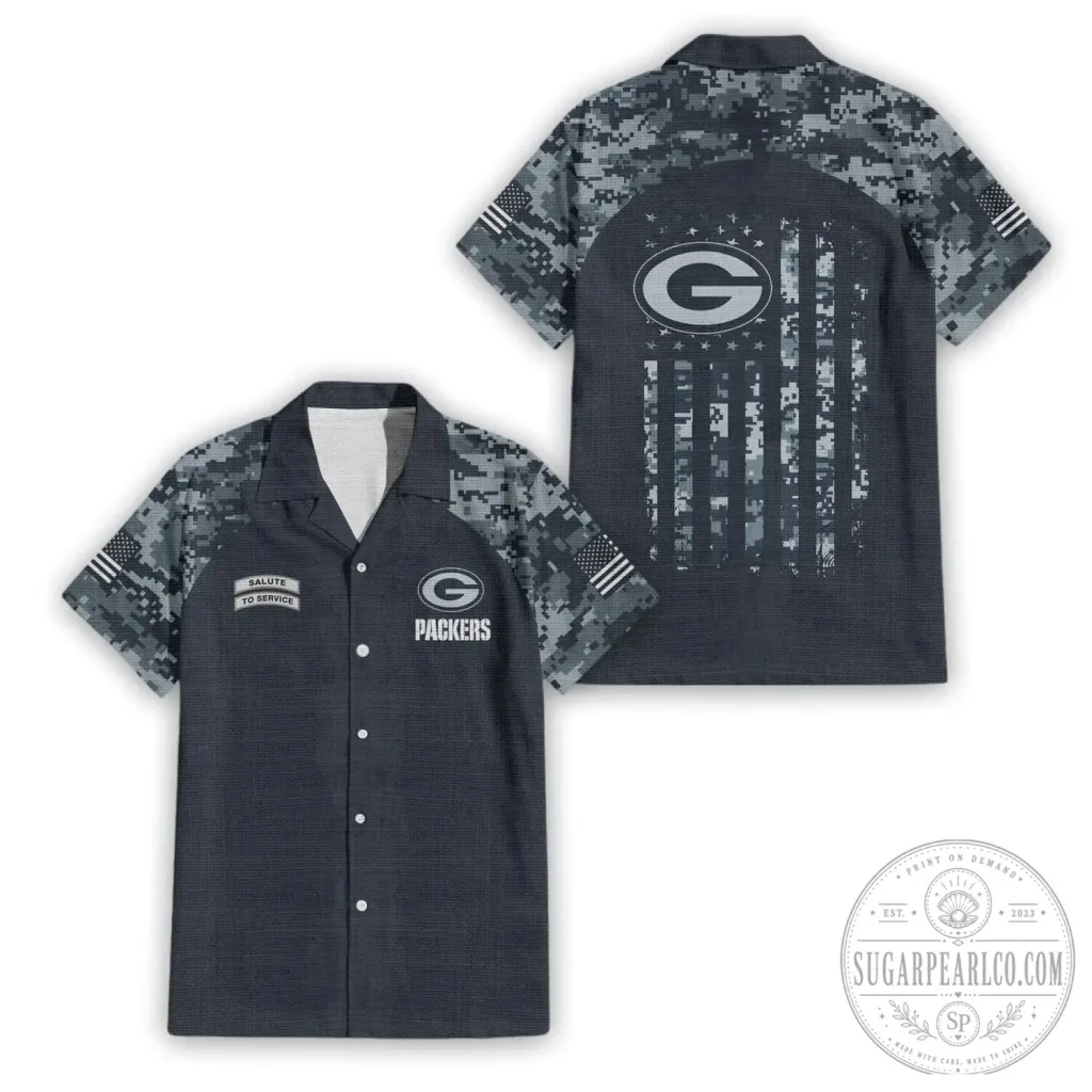 Green Bay Packers Salute To Service Digital Camouflage Hawaiian Shirt Green Bay Packers Salute To Service Digital Camouflage Hawaiian Shirt