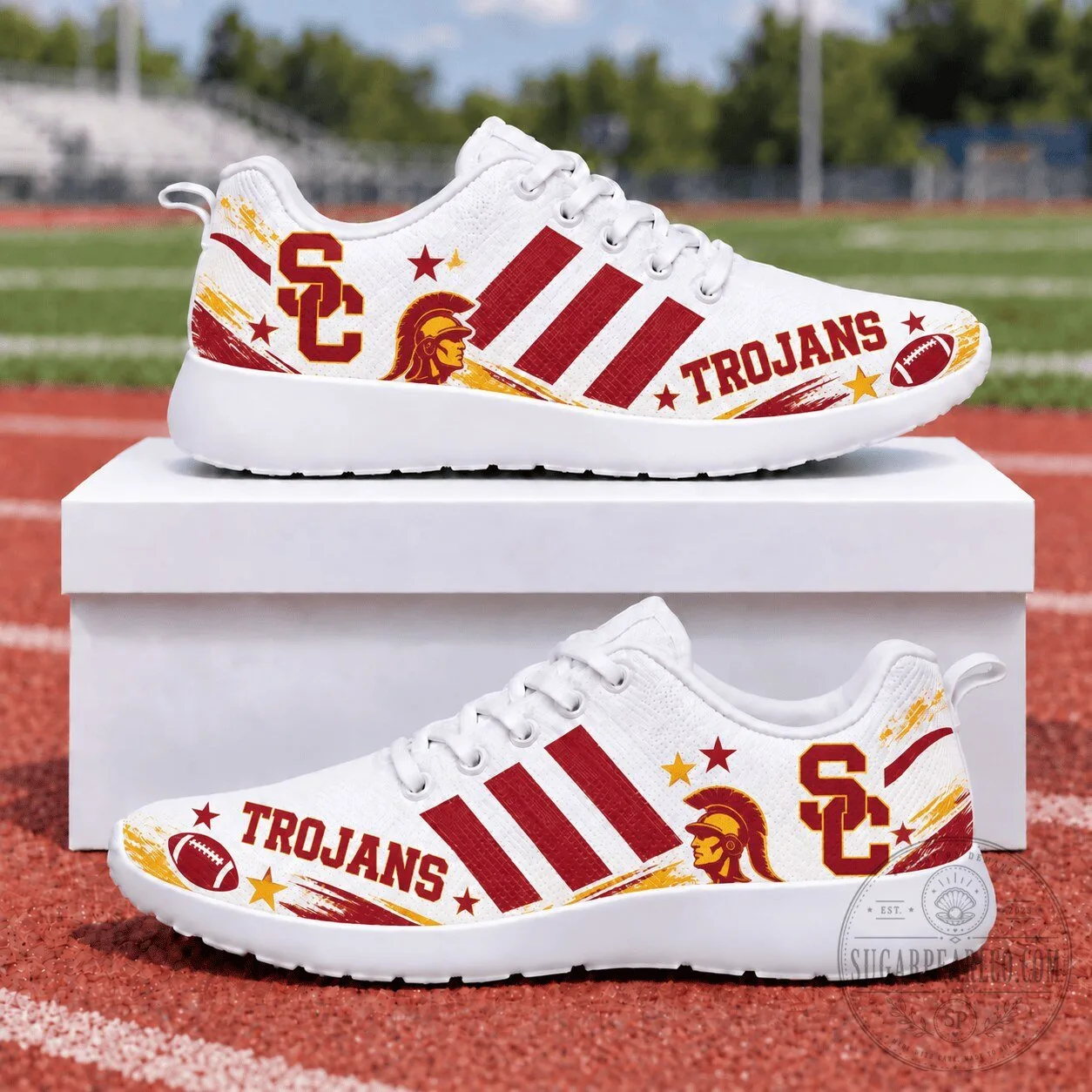 University of Southern California Trojans Team Logo White Casual Sneakers 4 University of Southern California Trojans Team Logo White Casual Sneakers