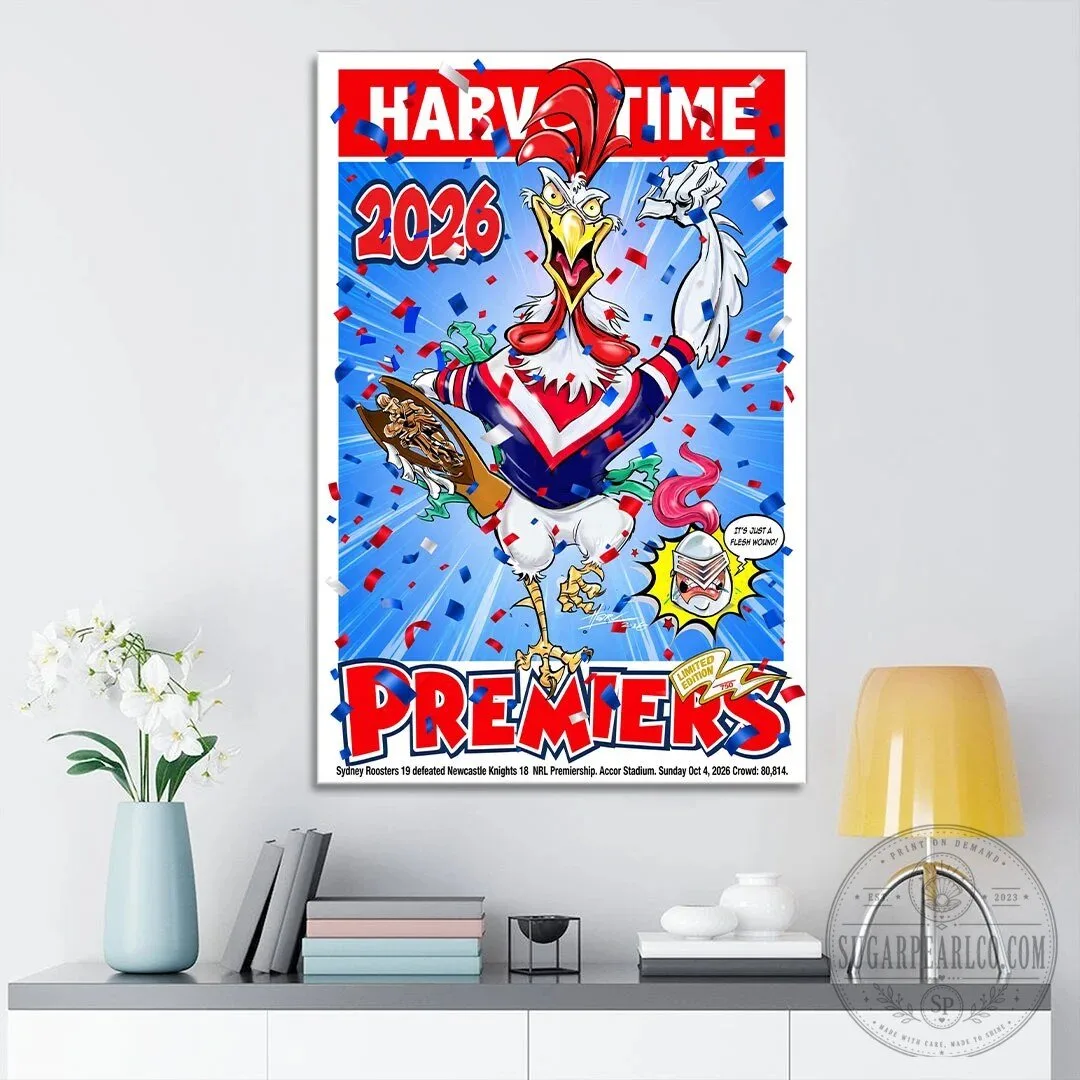 Sydney Roosters 2026 NRL Premiership Champions Celebration Canvas Wall Art 8 Sydney Roosters 2026 NRL Premiership Champions Celebration Canvas Wall Art