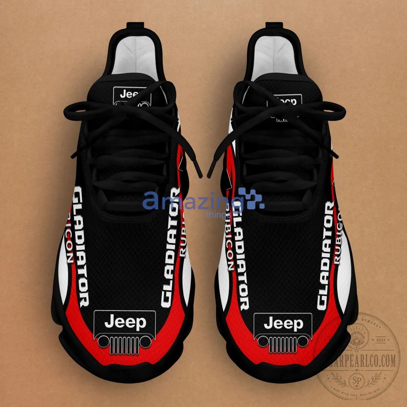Jeep Gladiator Rubicon Black and Red Breathable Chunky Sneakers 8 Jeep Gladiator Rubicon Black and Red Breathable Chunky Sneakers