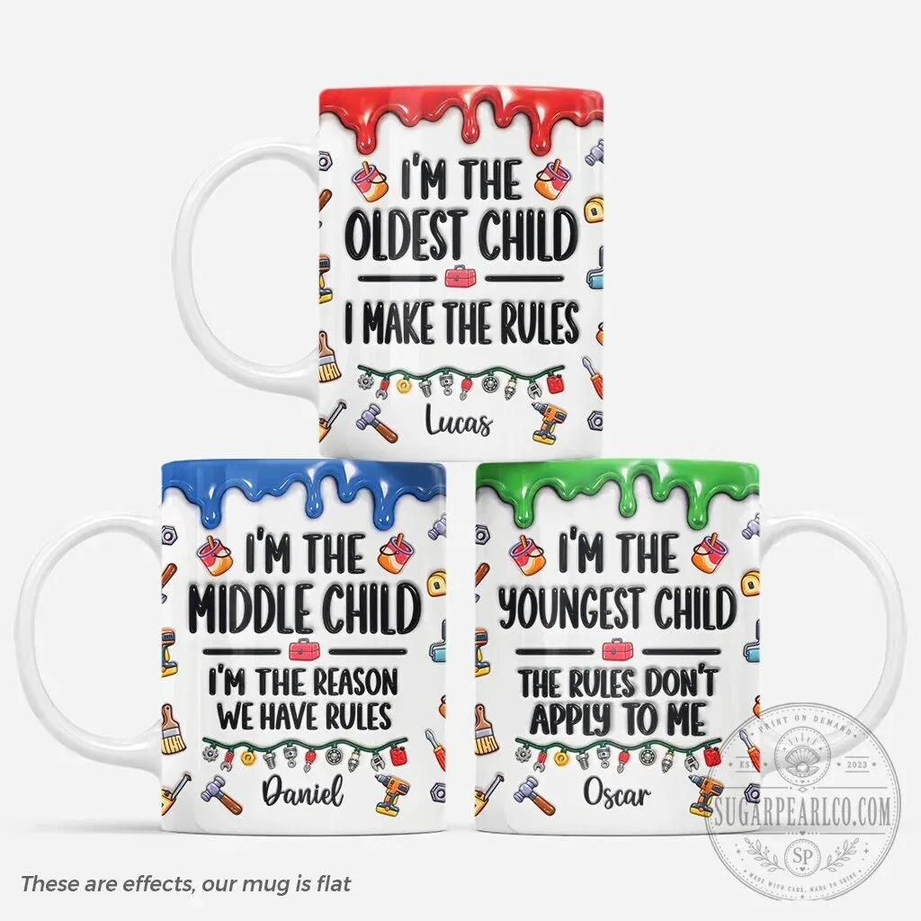 Sibling Birth Order Personalized Coffee Mug for Oldest Middle Youngest Child