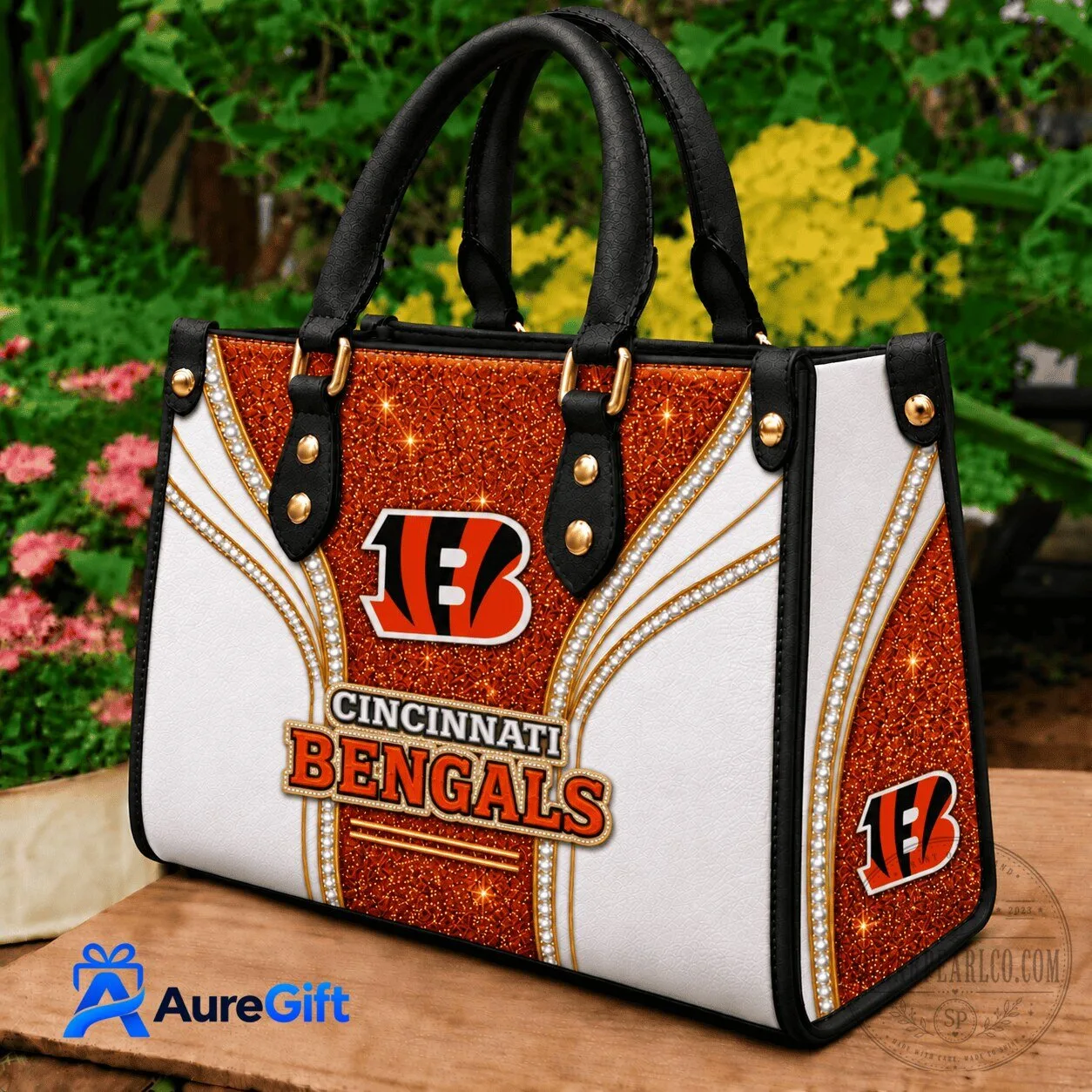 Cincinnati Bengals Sparkle Design Women's Fashion Handbag