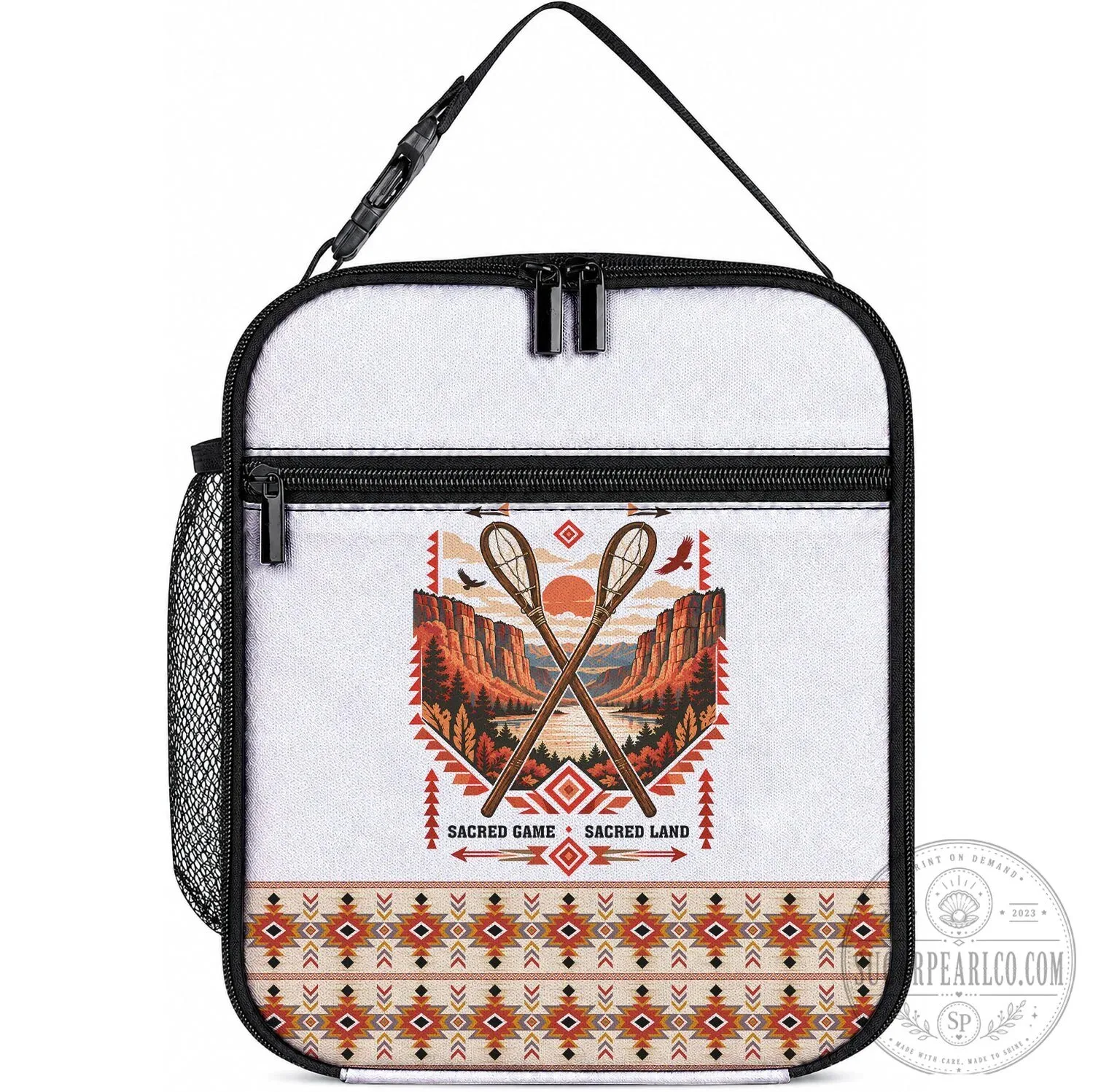 Native American Tribal Landscape Insulated Lunch Bag 7 Native American Tribal Landscape Insulated Lunch Bag