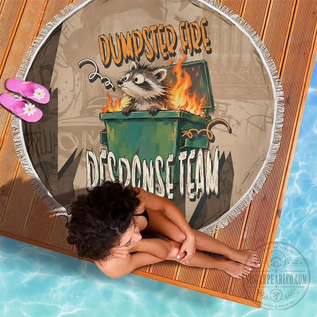Dumpster Fire Response Team Raccoon Funny Cartoon Vintage Grunge Beach Blanket 10 Dumpster Fire Response Team Raccoon Funny Cartoon Vintage Grunge Beach Blanket