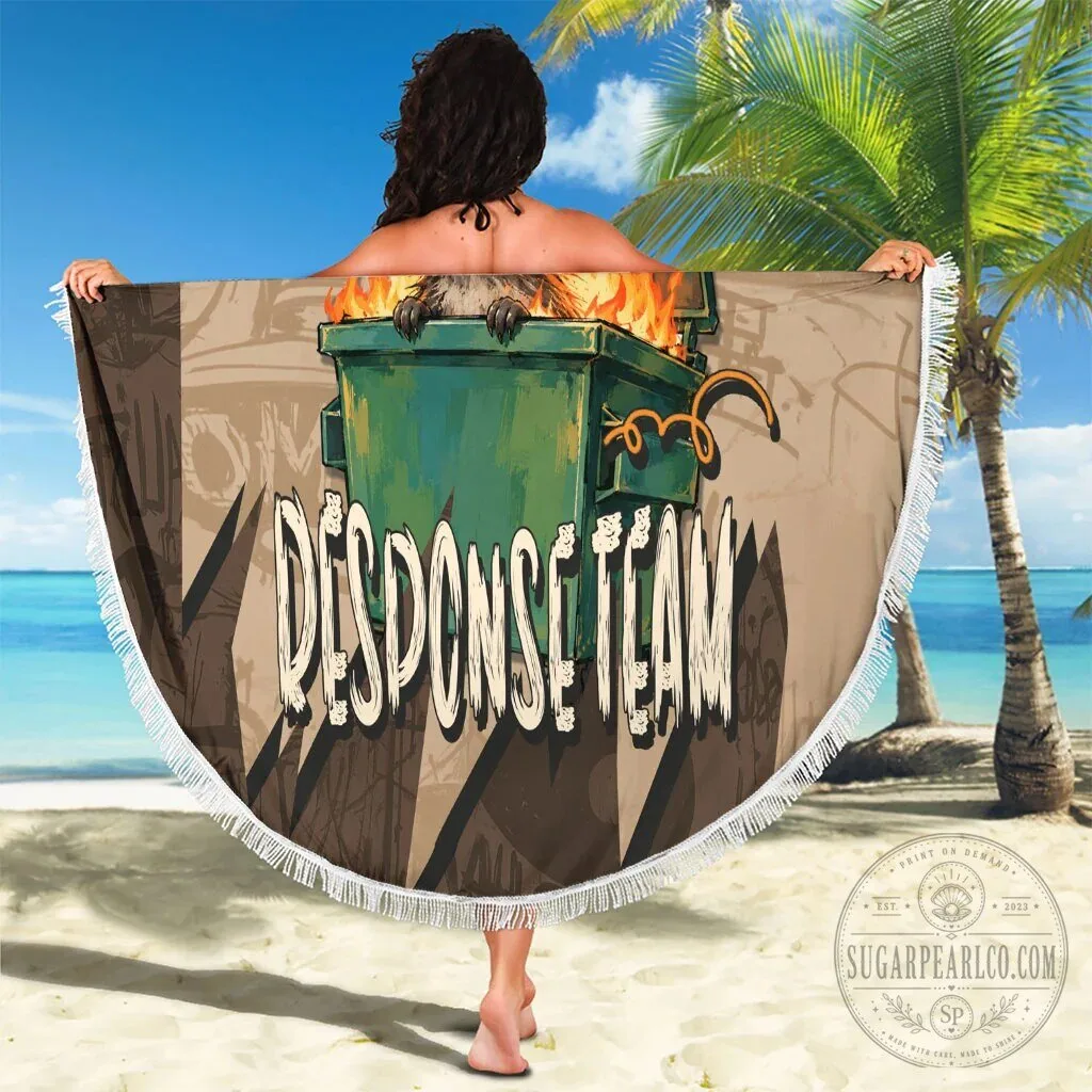Dumpster Fire Response Team Raccoon Funny Cartoon Vintage Grunge Beach Blanket 12 Dumpster Fire Response Team Raccoon Funny Cartoon Vintage Grunge Beach Blanket