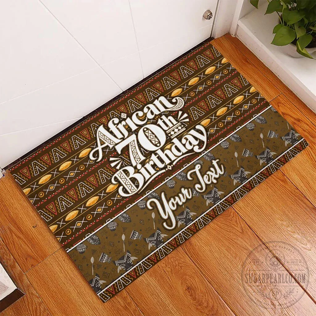 Personalized African 70th Birthday Tribal Pattern Mudcloth Heritage Art Doormat 7 Personalized African 70th Birthday Tribal Pattern Mudcloth Heritage Art Doormat