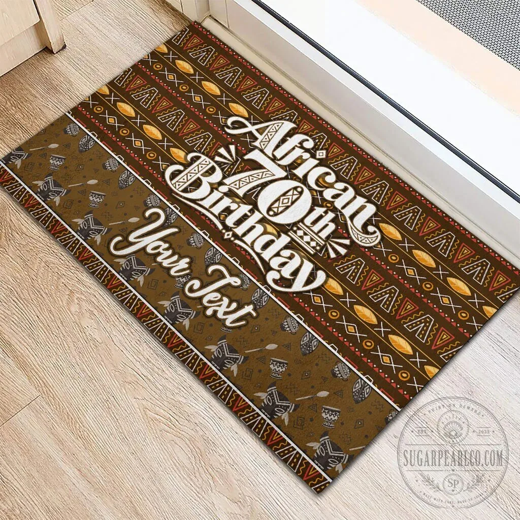 Personalized African 70th Birthday Tribal Pattern Mudcloth Heritage Art Doormat 8 Personalized African 70th Birthday Tribal Pattern Mudcloth Heritage Art Doormat
