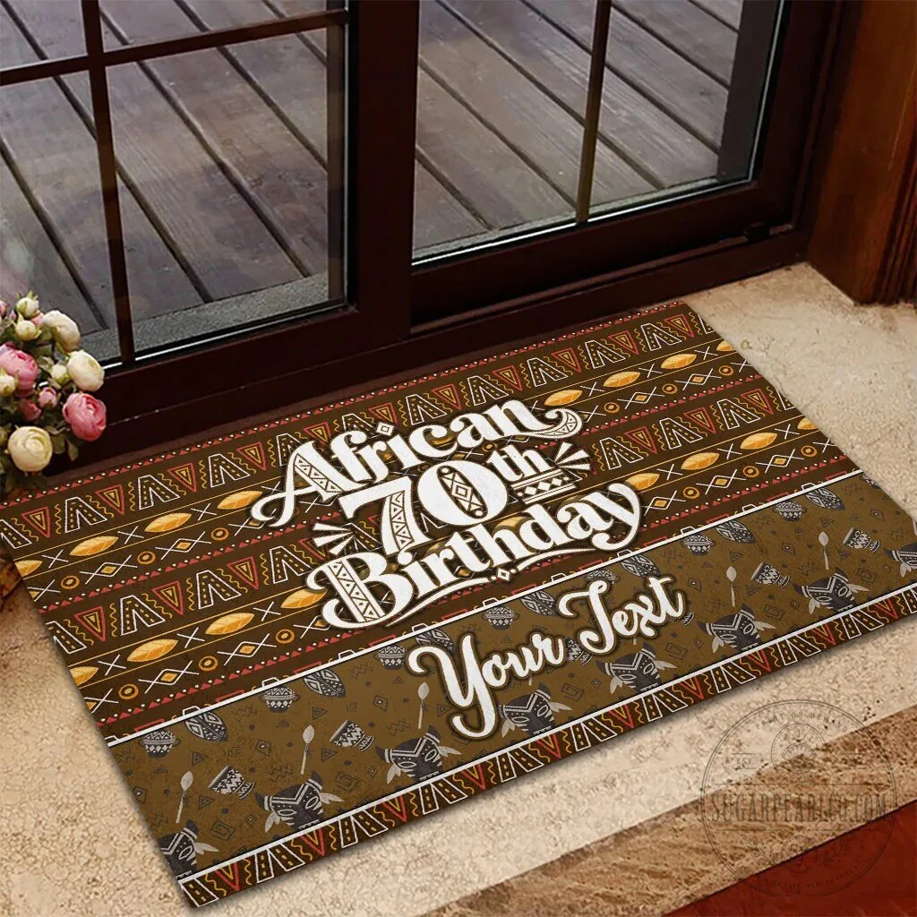 Personalized African 70th Birthday Tribal Pattern Mudcloth Heritage Art Doormat 9 Personalized African 70th Birthday Tribal Pattern Mudcloth Heritage Art Doormat