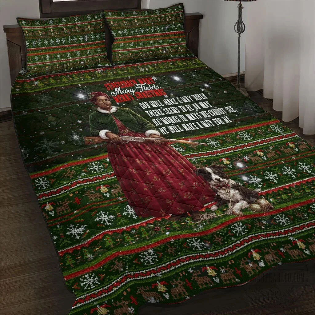 Stagecoach Mary Fields Christmas Quilt Bedding Set with Old West Pioneer Art