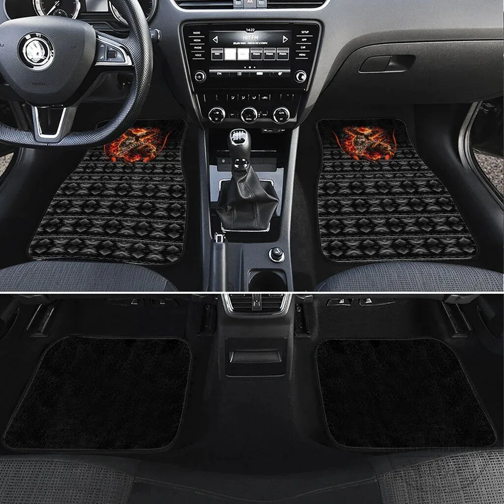 Cherokee Spirit Animals Fiery Tribal Art Native Geometric Pattern Car Mat Set