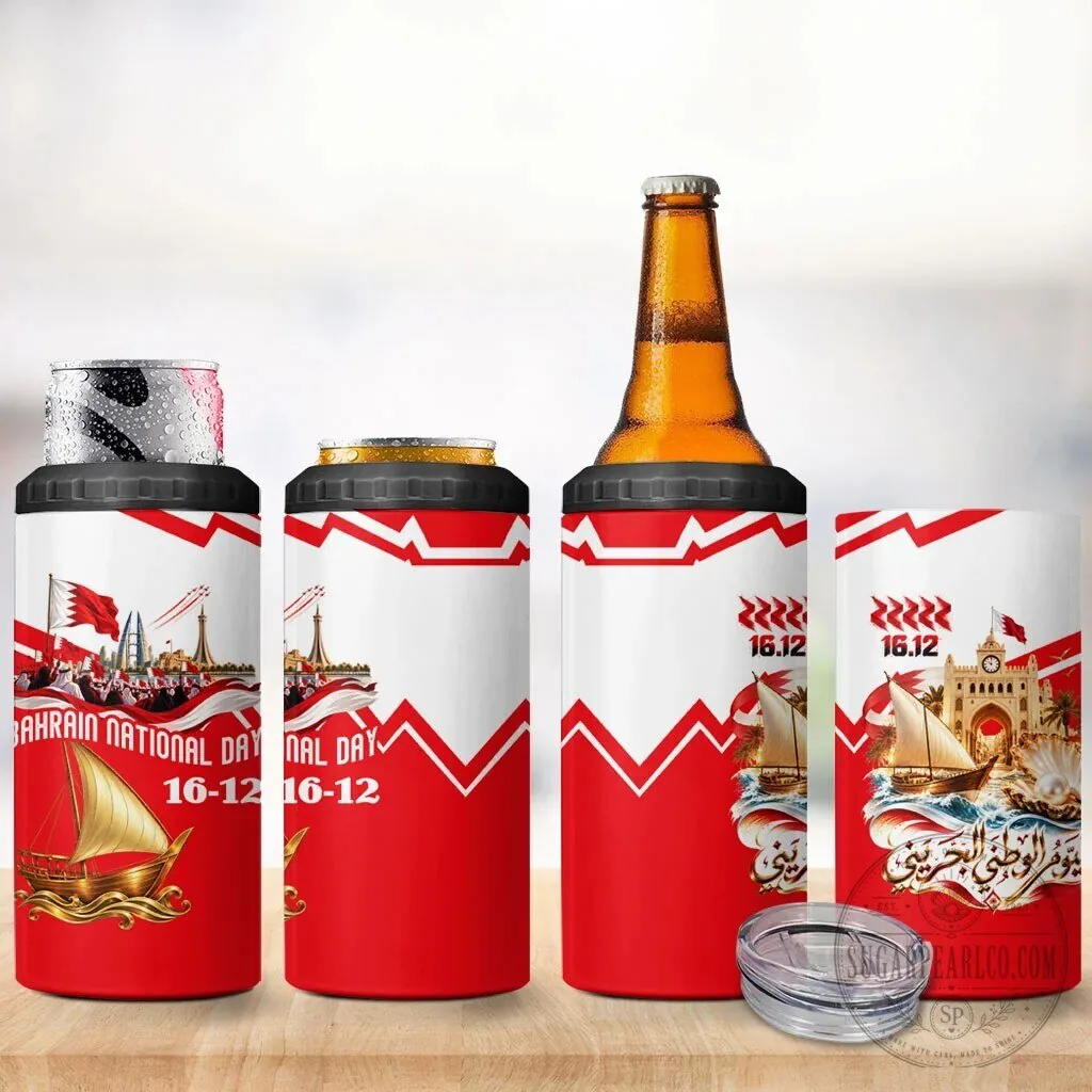 Bahrain National Day 16 December Flag Emblem Collage Can Cooler Tumbler 12 Bahrain National Day 16 December Flag Emblem Collage Can Cooler Tumbler