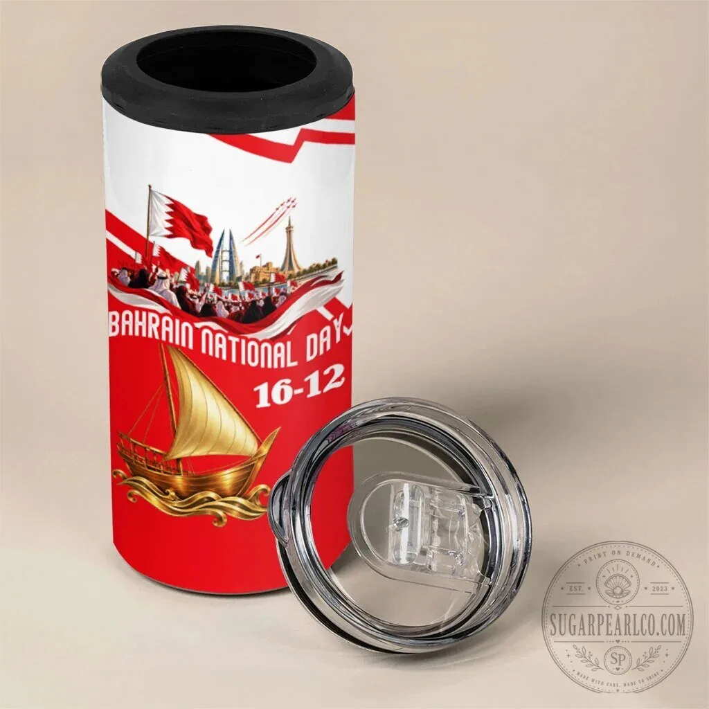 Bahrain National Day 16 December Flag Emblem Collage Can Cooler Tumbler 13 Bahrain National Day 16 December Flag Emblem Collage Can Cooler Tumbler