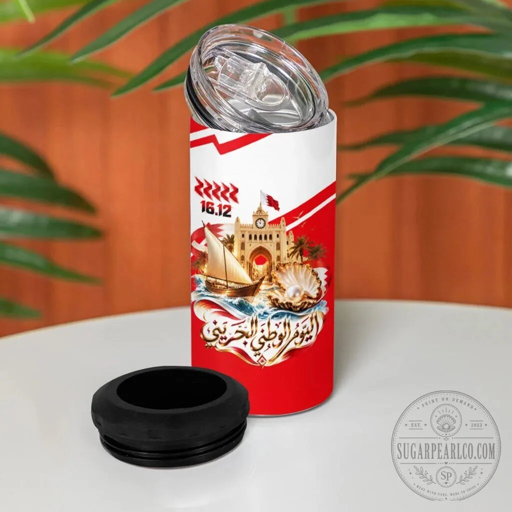 Bahrain National Day 16 December Flag Emblem Collage Can Cooler Tumbler 14 Bahrain National Day 16 December Flag Emblem Collage Can Cooler Tumbler