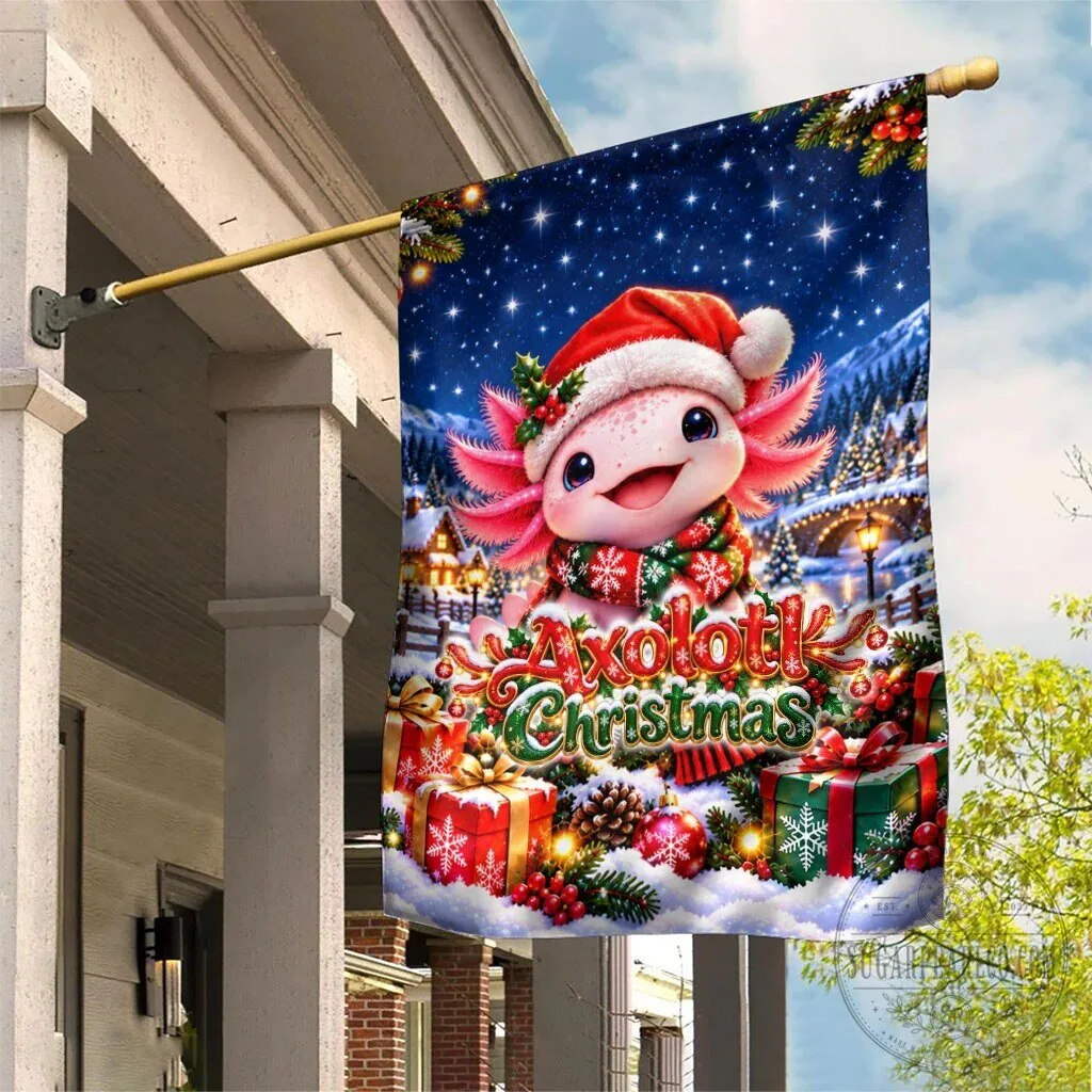 Axolotl Christmas Winter Wonderland Holiday Garden Flag Decoration