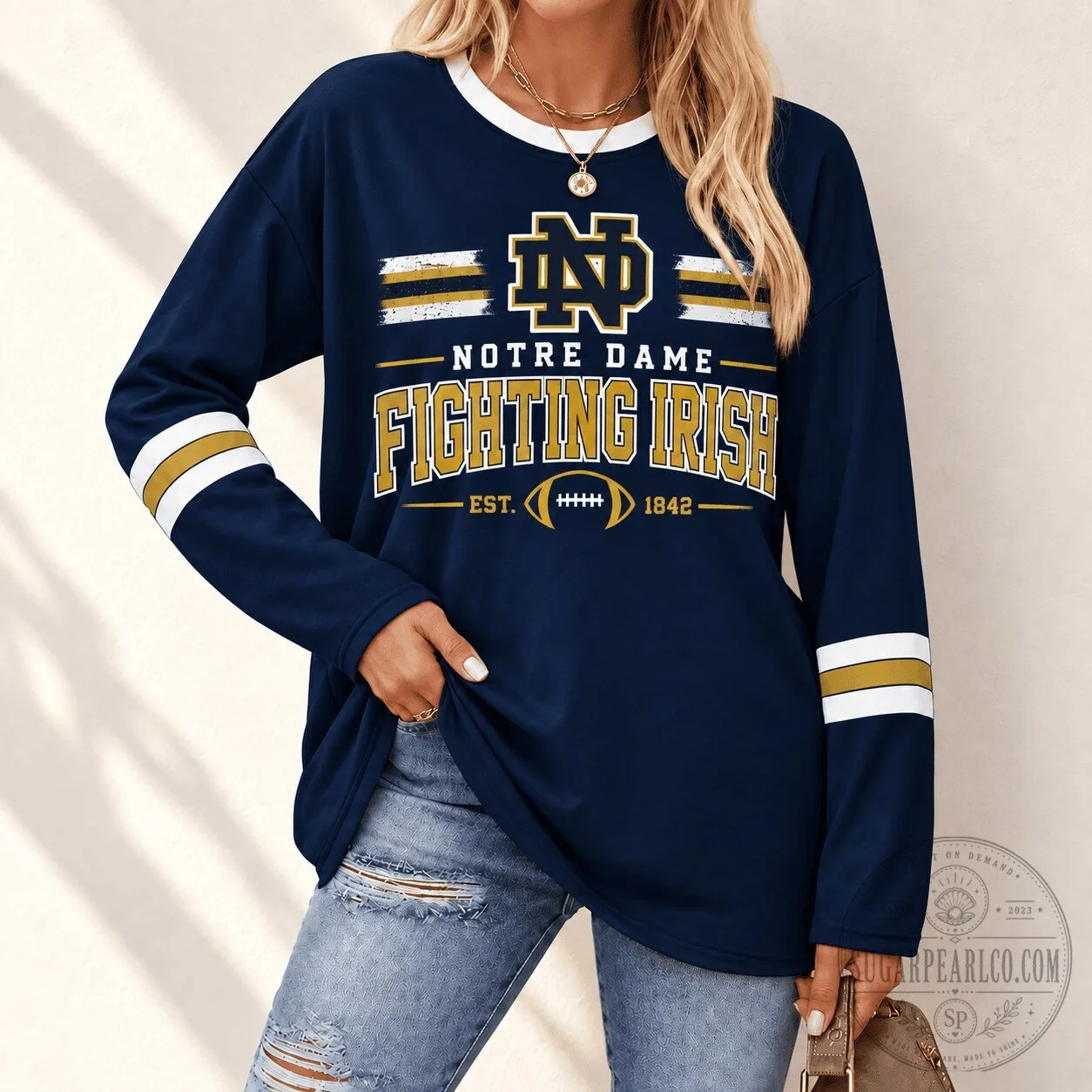 Notre Dame Fighting Irish Football Team Established 1842 Long Sleeve T-Shirt