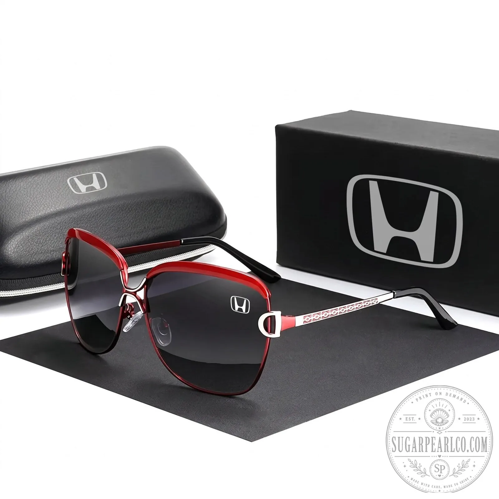 Honda Logo Red Frame Fashion Polarized UV400 Women's Sunglasses