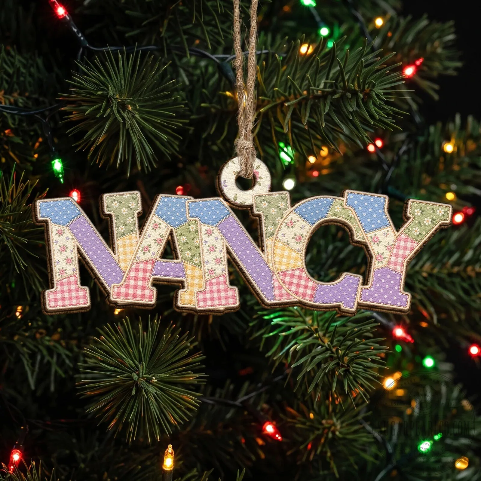 Personalized Patchwork Christmas Name Ornament Custom Wooden Holiday Decoration 12 Personalized Patchwork Christmas Name Ornament Custom Wooden Holiday Decoration