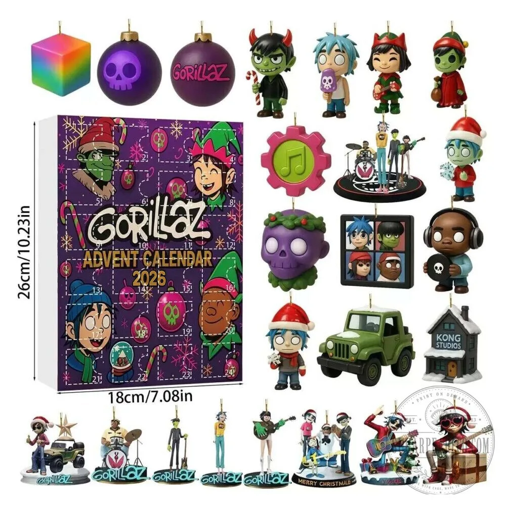 Gorillaz Band Christmas Countdown Advent Calendar with 24 Mini Figures and Ornaments