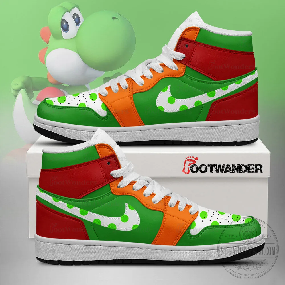 Yoshi Super Mario Brothers High Top Sneakers Custom Gaming Fan Shoes