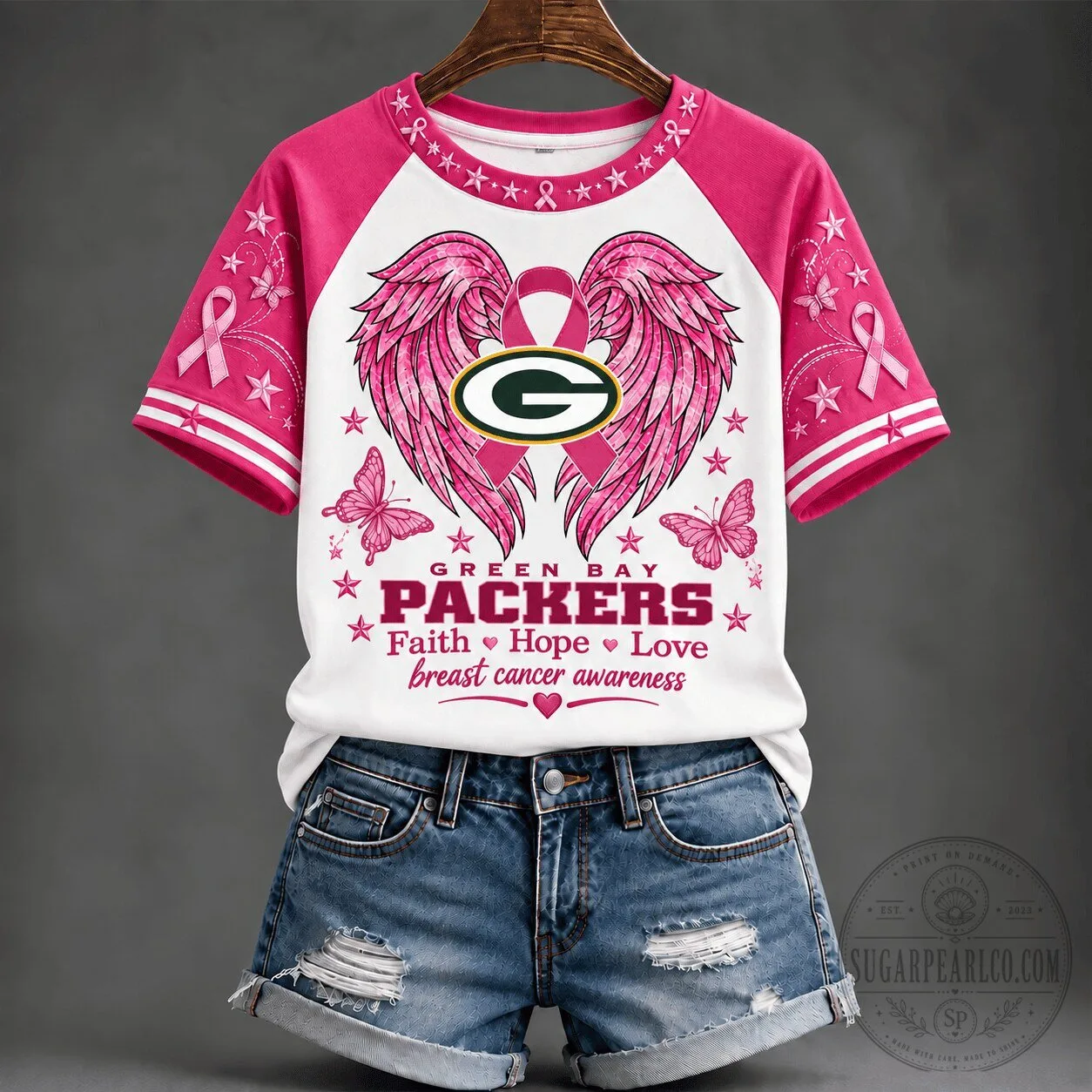 Green Bay Packers Faith Hope Love Breast Cancer Awareness T-Shirt