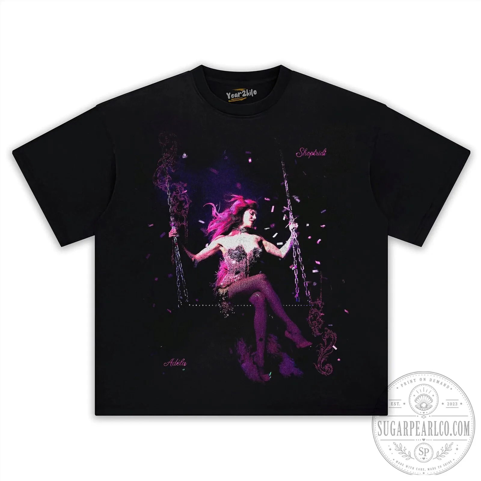 Adele Pop Star Singer on Swing Graphic Oversized Washed T-Shirt 13 Adele Pop Star Singer on Swing Graphic Oversized Washed T-Shirt