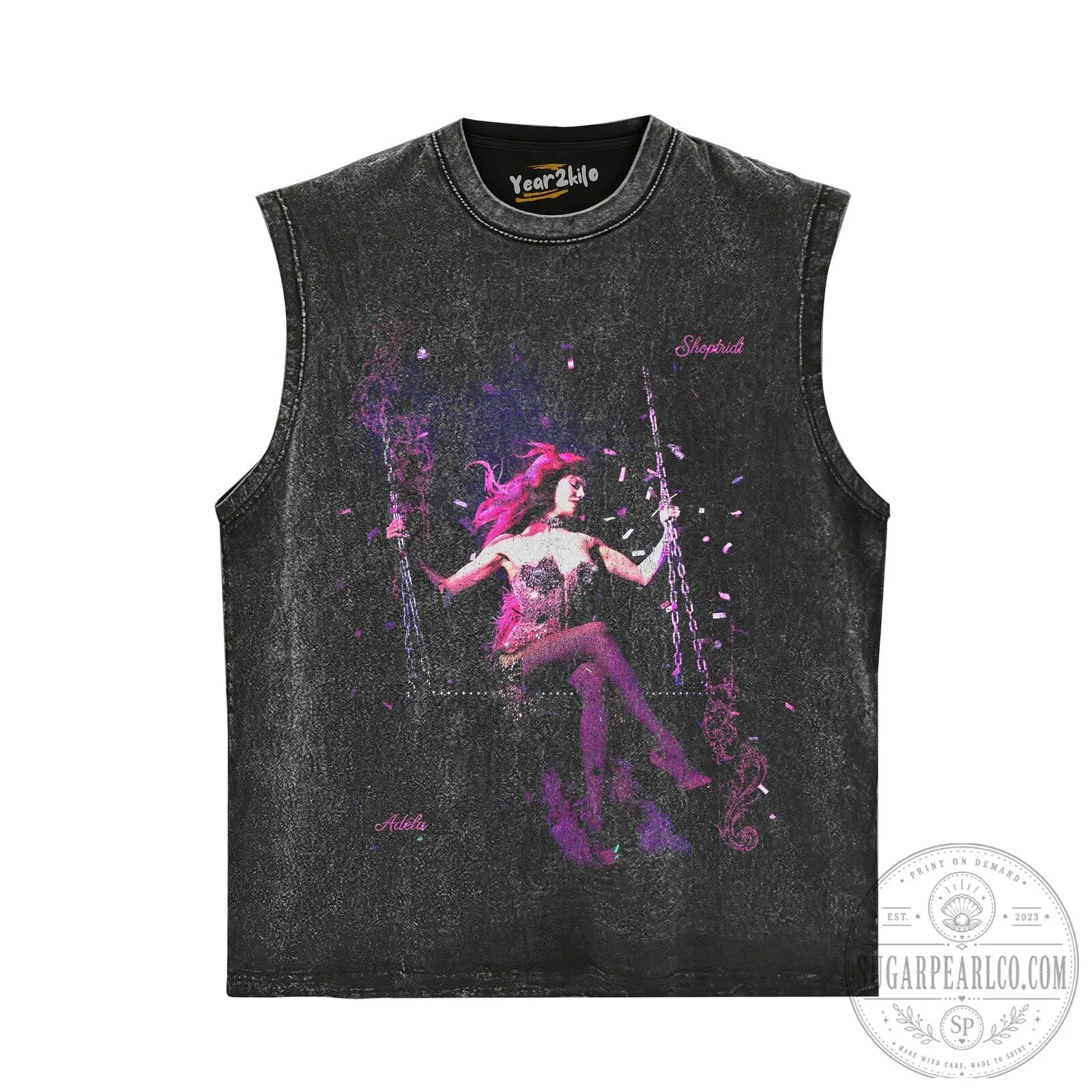 Adele Pop Star Singer on Swing Graphic Oversized Washed T-Shirt 15 Adele Pop Star Singer on Swing Graphic Oversized Washed T-Shirt