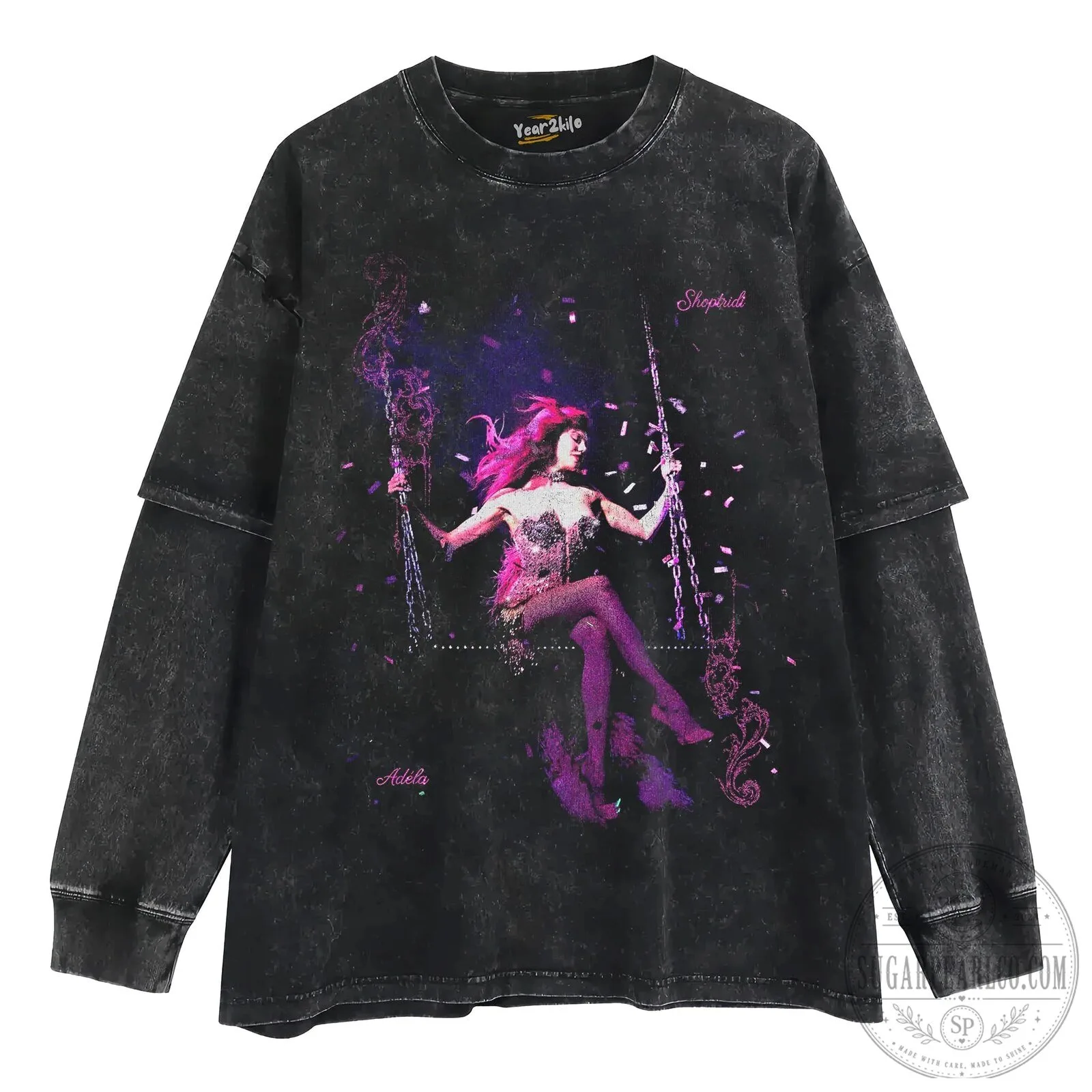 Adele Pop Star Singer on Swing Graphic Oversized Washed T-Shirt 16 Adele Pop Star Singer on Swing Graphic Oversized Washed T-Shirt