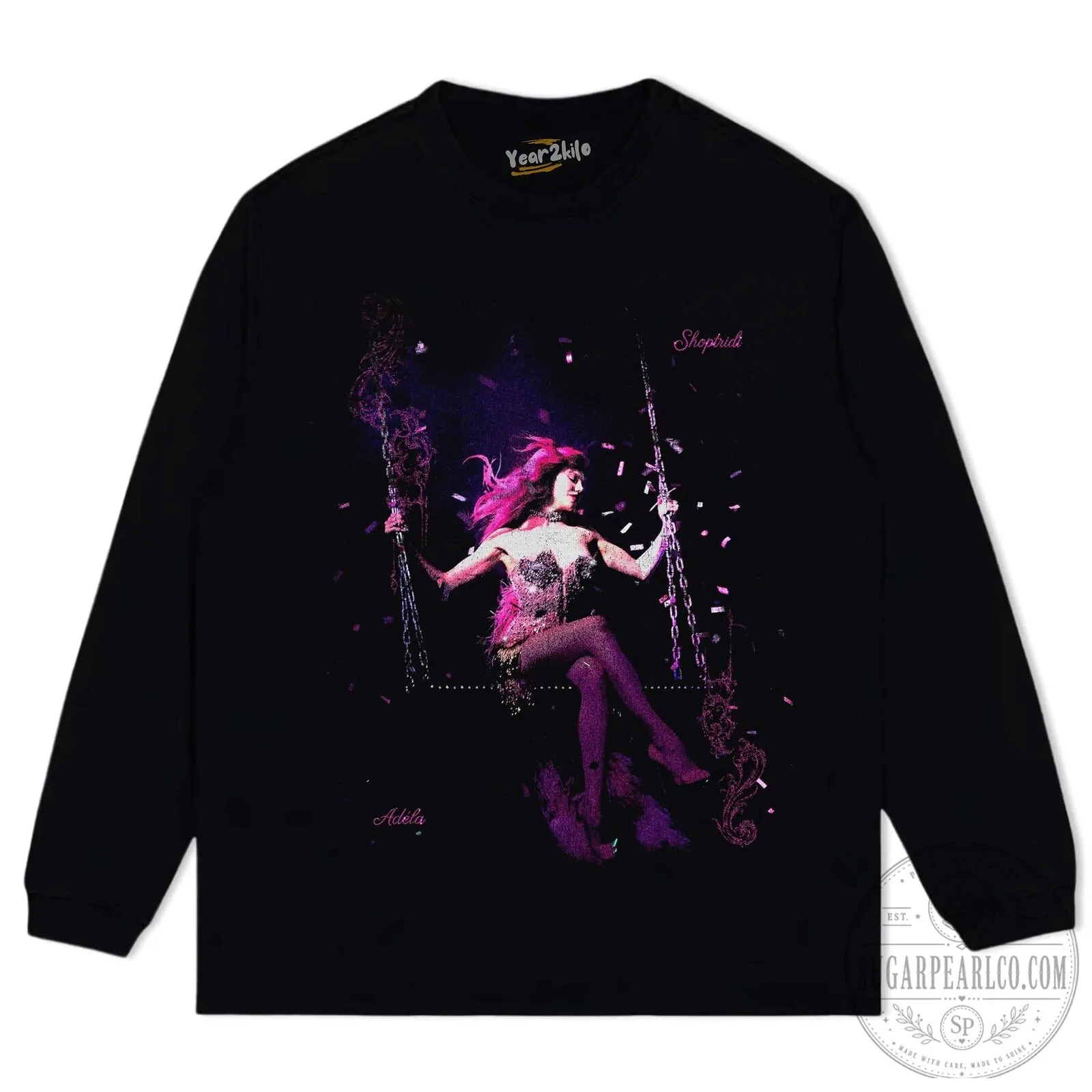 Adele Pop Star Singer on Swing Graphic Oversized Washed T-Shirt 17 Adele Pop Star Singer on Swing Graphic Oversized Washed T-Shirt