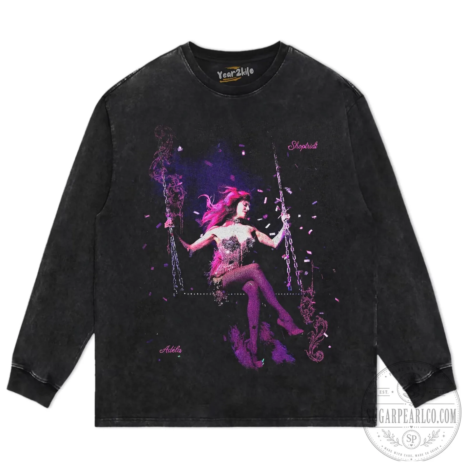 Adele Pop Star Singer on Swing Graphic Oversized Washed T-Shirt 18 Adele Pop Star Singer on Swing Graphic Oversized Washed T-Shirt