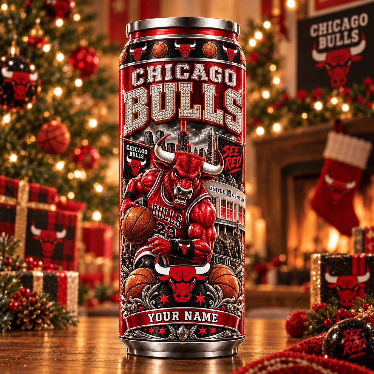 Chicago Bulls Basketball Team Stainless Steel Can Tumbler 2 Chicago Bulls Basketball Team Stainless Steel Can Tumbler
