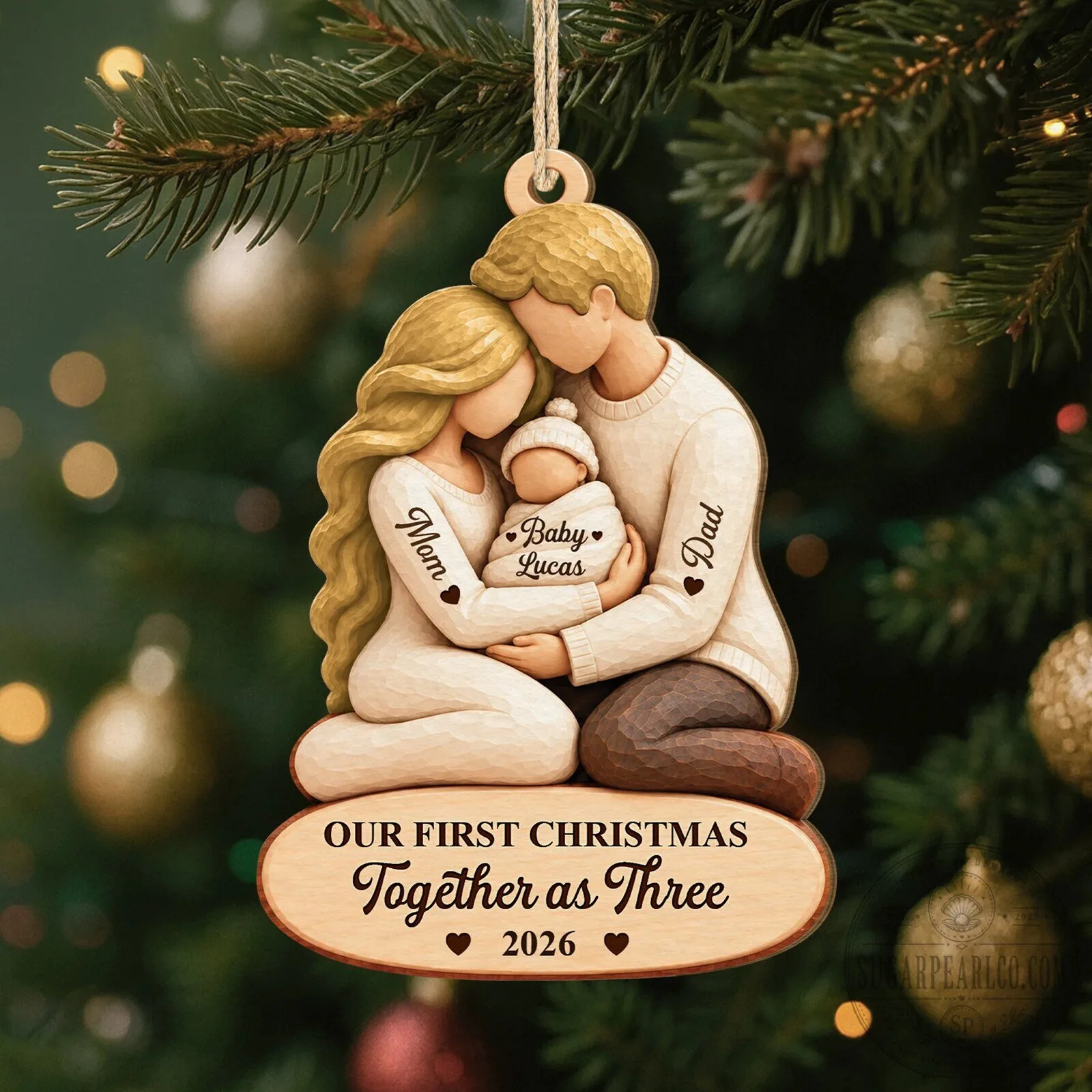 Our First Christmas Together as Three Personalized Family Ornament 11 Our First Christmas Together as Three Personalized Family Ornament