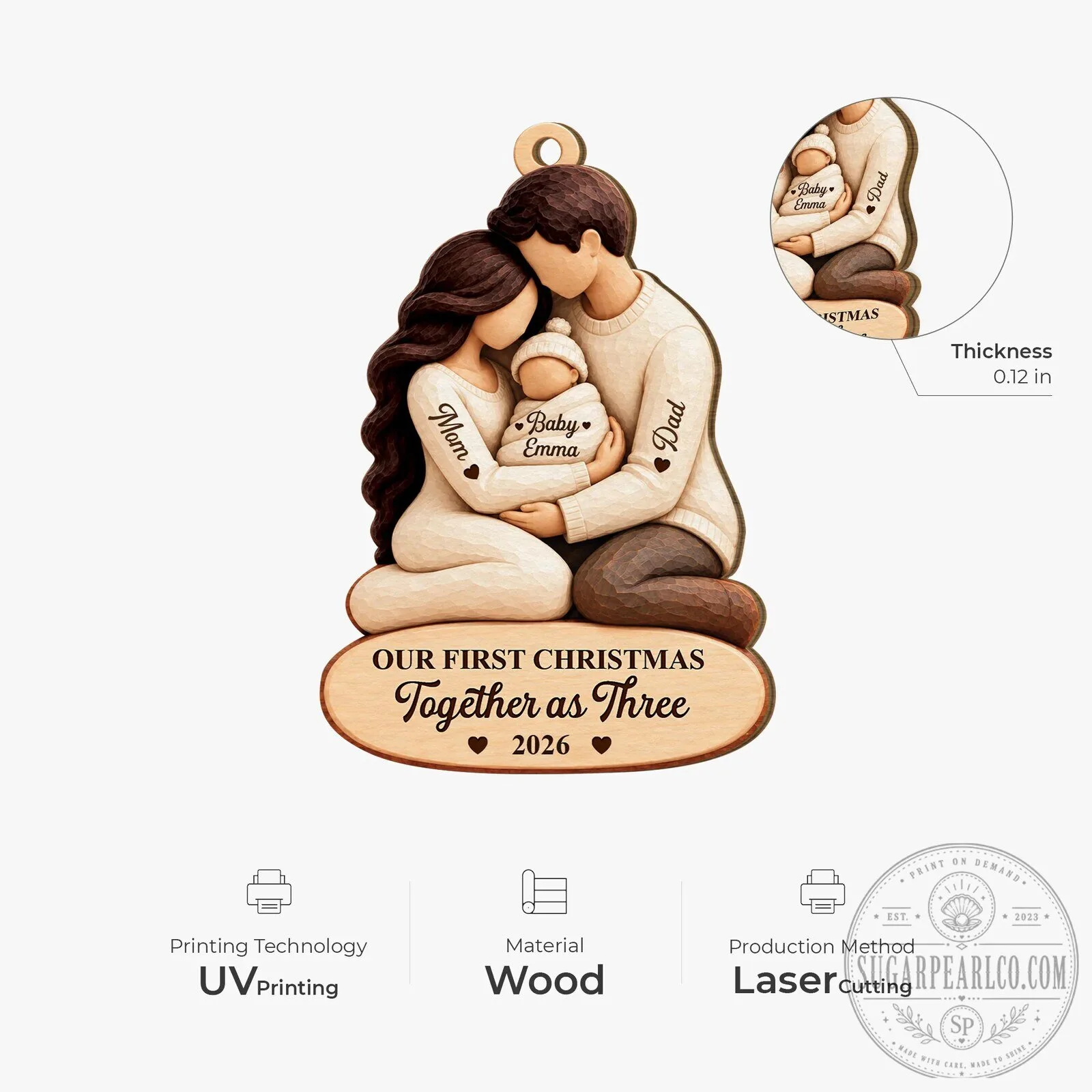 Our First Christmas Together as Three Personalized Family Ornament 12 Our First Christmas Together as Three Personalized Family Ornament