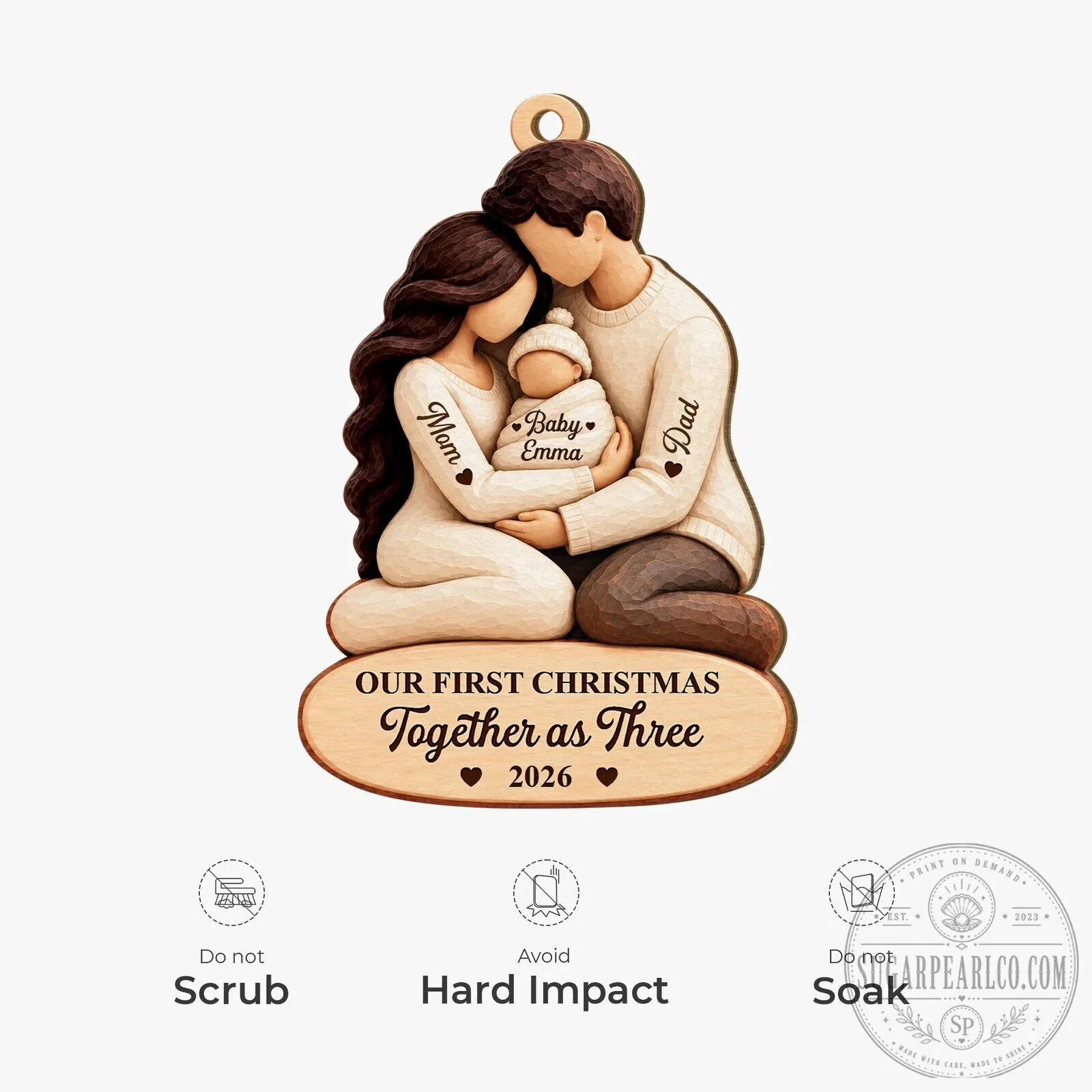 Our First Christmas Together as Three Personalized Family Ornament 14 Our First Christmas Together as Three Personalized Family Ornament