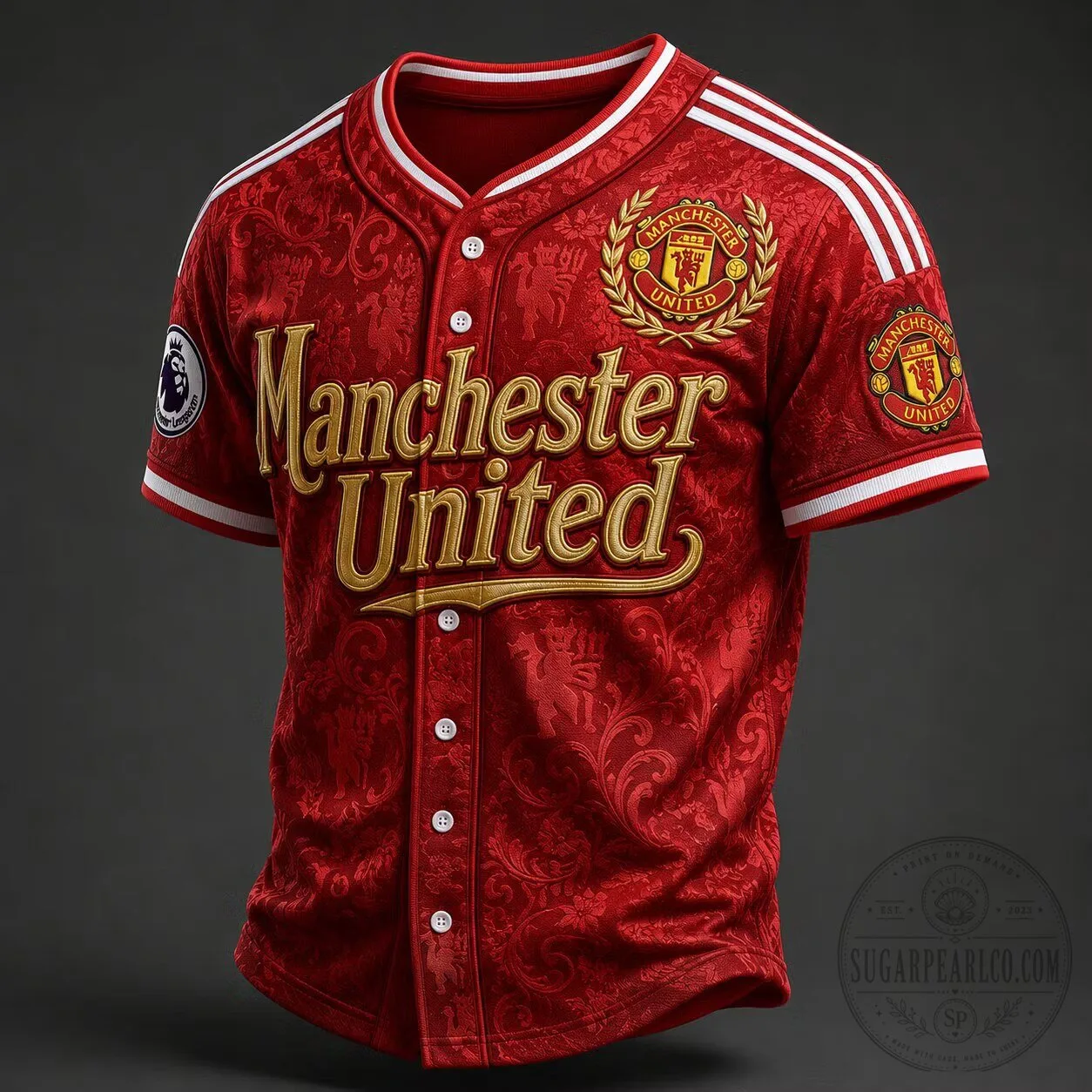 Manchester United Football Club Red Floral Baseball Jersey